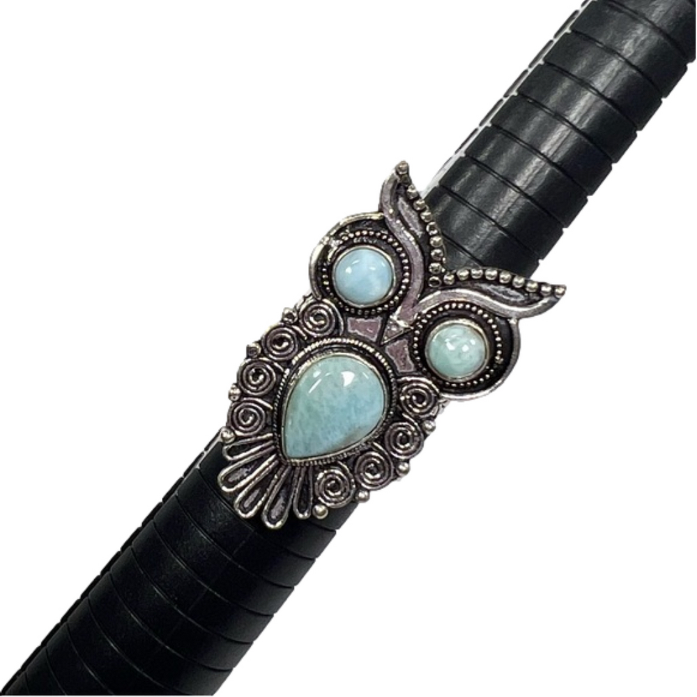 Larimar Owl 🦉 925 Gemstone Ring size 9.25